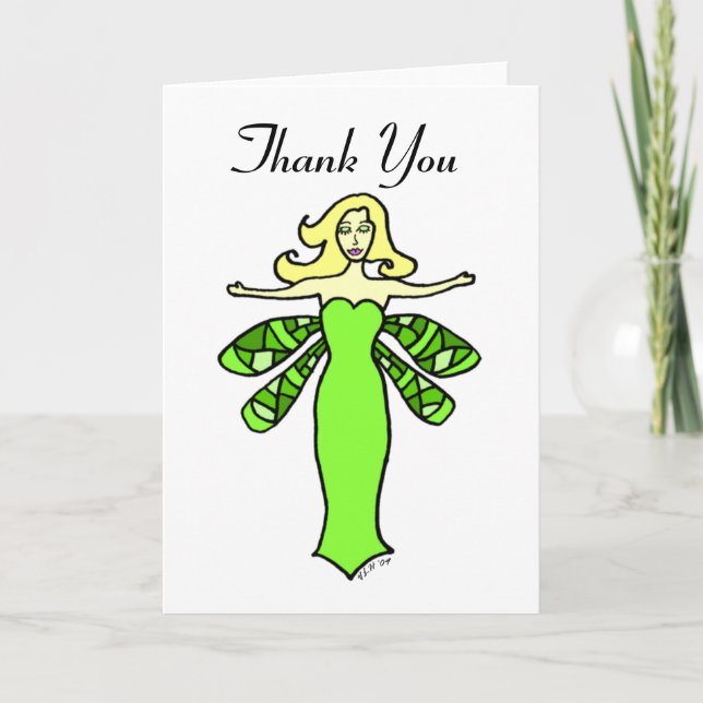 Green Fairy Thank You Card (Front)