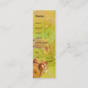 GREEN FAIRY WITH GOLD FLORAL SPARKLES IN MOONLIGHT MINI BUSINESS CARD