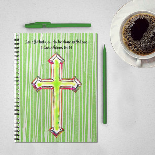 Green Faith Cross Bible Verse Journal Notebook