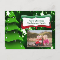 Green Fake Christmas Tree with Photo Postcard