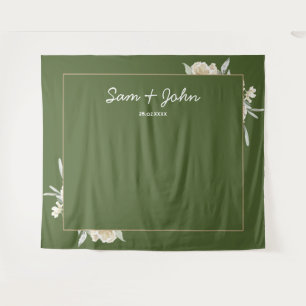 Green Fall Autumn Wedding Photo Booth Backdrop Tapestry