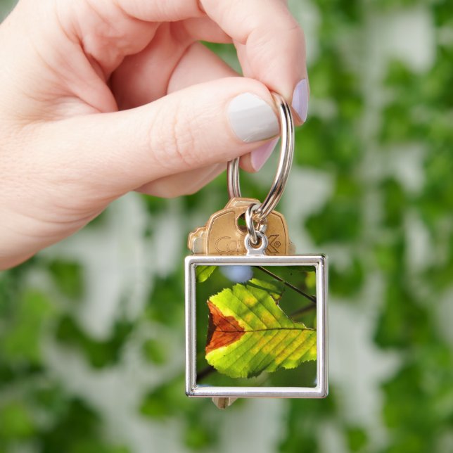 Green Fall Leaf Key Ring (Hand)