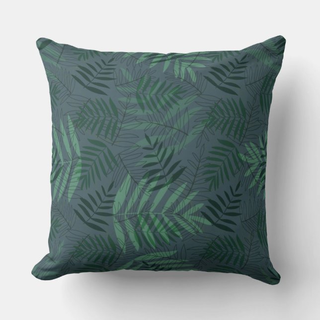 Green Fall Leaves   Cushion (Front)