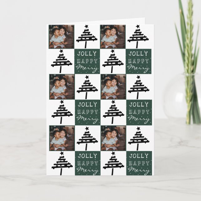 Green Family Christmas Tree Collage Photo  Card (Front)