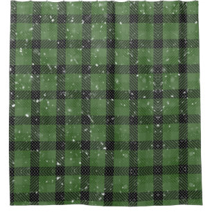 Green family christmas wallpaper shower curtain