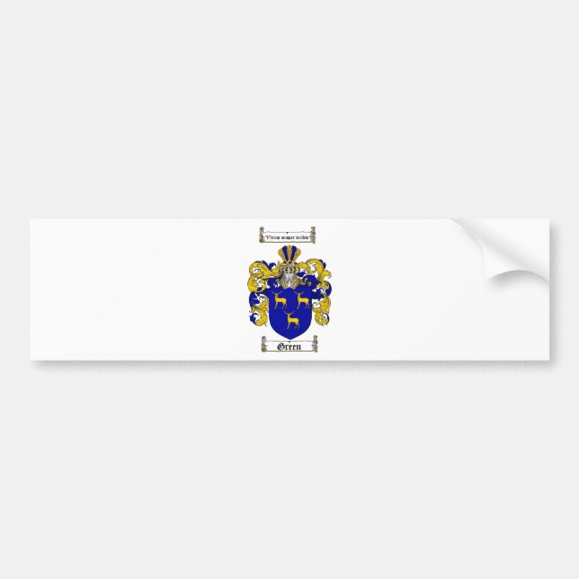 GREEN FAMILY CREST -  GREEN COAT OF ARMS BUMPER STICKER (Front)