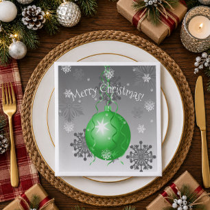 Green Fancy Christmas Ornament Paper Napkin