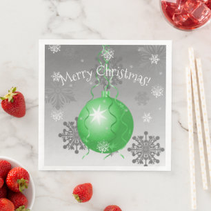 Green Fancy Christmas Ornament Paper Napkin