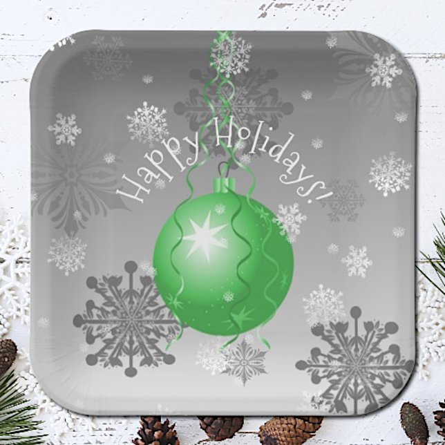 Green Fancy Christmas Ornament Paper Plate (Green Fancy Christmas Ornament Paper Plates)