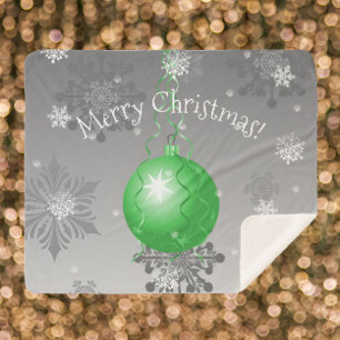 Green Fancy Christmas Ornament Sherpa Blanket