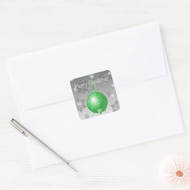 Green Fancy Christmas Ornament Sticker (Envelope)