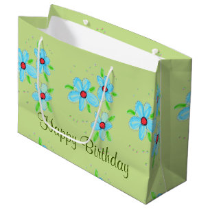 Green Fancy Flowered Gift-Bag Large Gift Bag