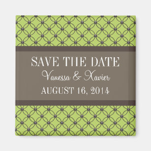 Green Fancy Lattice Save the Date Magnet