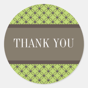 Green Fancy Lattice Thank You Stickers