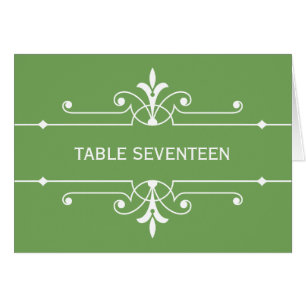 Green Fancy Ornamental Table Number Card