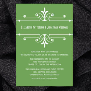 Green Fancy Ornamental Wedding Invite