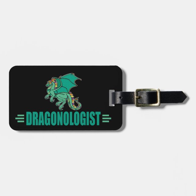Green Fantasy Dragon Luggage Tag (Front Horizontal)