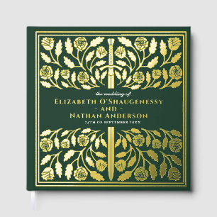 Green Fantasy Royal Mediaeval Sword Wedding Guest Book