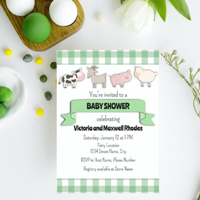 Green Farm Baby Shower Invitation (Creator Uploaded)