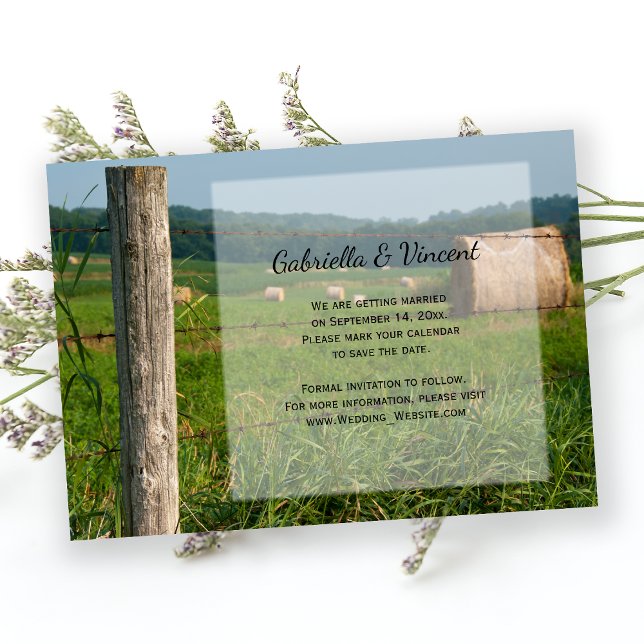 Green Farm Pastures Country Wedding Save the Date Invitation (Creator Uploaded)