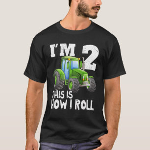Green Farm Tractor 2nd Birthday Party  2 Year Old T-Shirt