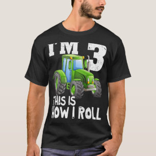 Green Farm Tractor 3rd Birthday Party  3 Year Old  T-Shirt