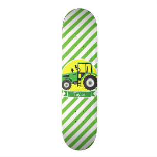 Green Farm Tractor with Yellow; Green & White Skateboard