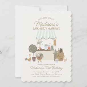 Green Farmer Market Farm Fresh Birthday Invitation