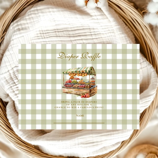 Green Farmers Market Baby Shower Diapper Raffle Enclosure Card (Creator Uploaded)