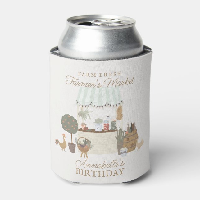 Green Farmers Market Farm Fresh Birthday Favours Can Cooler (Can Front)