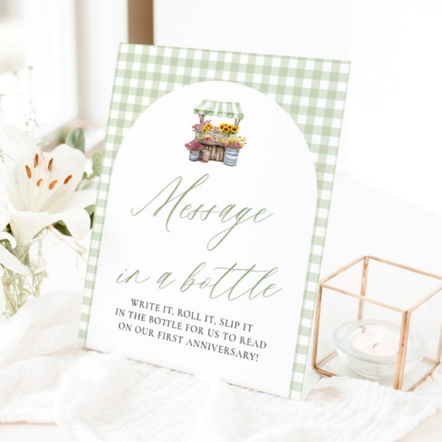 Green Farmers Market Message In A Bottle Sign (Sage Green Farmers Market Message In A Bottle Game Sign)