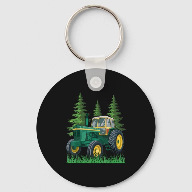 Green Farming Tractor  Key Ring (Front)