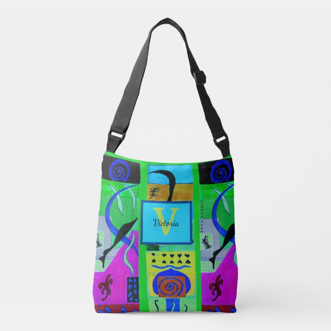 Green Fashion Abstract Inspiration From Matisse Crossbody Bag (Front)