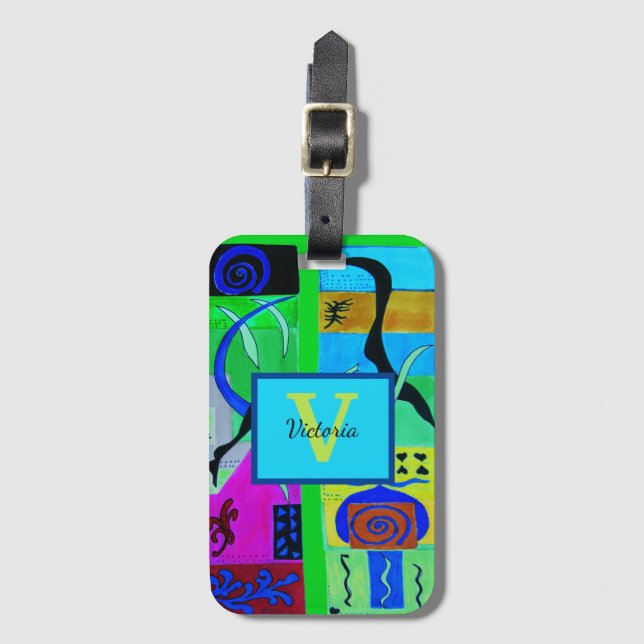 Green Fashion Abstract Inspiration From Matisse Luggage Tag (Front Vertical)
