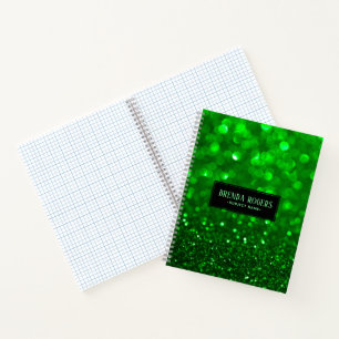 Green Faux Glitter Print Notebook