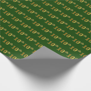 Green, Faux Gold 10th (Tenth) Event Wrapping Paper