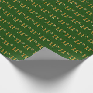 Green, Faux Gold 11th (Eleventh) Event Wrapping Paper