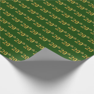 Green, Faux Gold 20th (Twentieth) Event Wrapping Paper