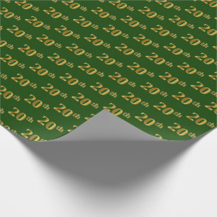 Green, Faux Gold 20th (Twentieth) Event Wrapping Paper