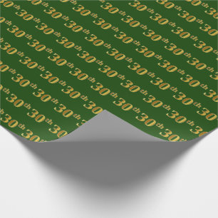 Green, Faux Gold 30th (Thirtieth) Event Wrapping Paper