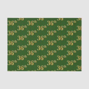 Green, Faux Gold 36th (Thirty-Sixth) Event Tissue Paper