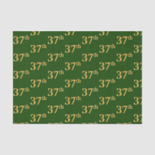 Green, Faux Gold 37th (Thirty-Seventh) Event Tissue Paper