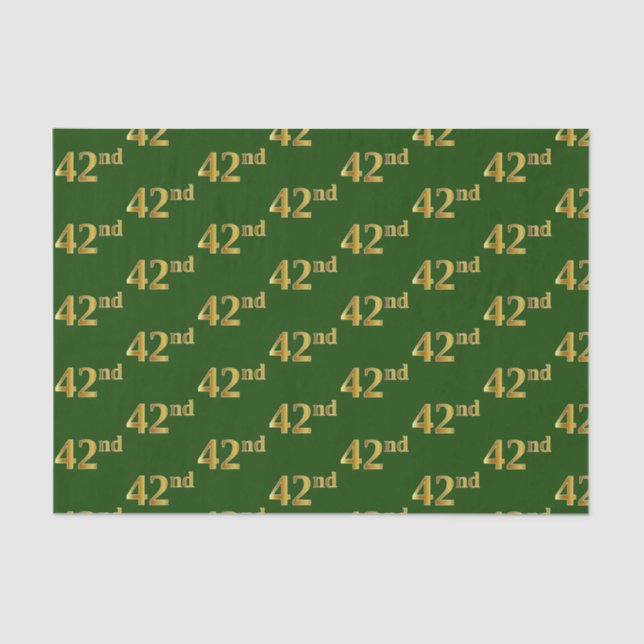 Green, Faux Gold 42nd (Forty-Second) Event Tissue Paper (Front)