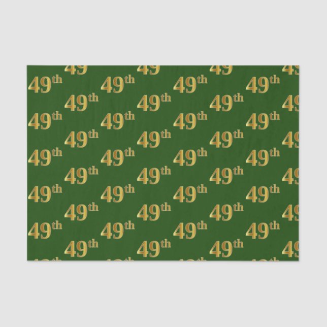 Green, Faux Gold 49th (Forty-Ninth) Event Tissue Paper (Front)