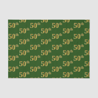 Green, Faux Gold 50th (Fiftieth) Event Tissue Paper