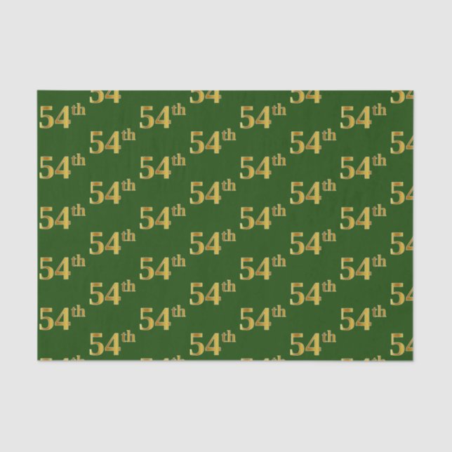 Green, Faux Gold 54th (Fifty-Fourth) Event Tissue Paper (Front)