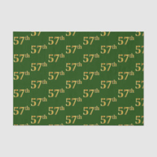Green, Faux Gold 57th (Fifty-Seventh) Event Tissue Paper