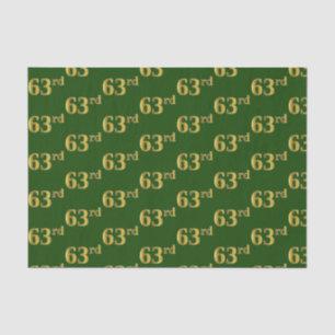 Green, Faux Gold 63rd (Sixty-Third) Event Tissue Paper