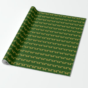 Green, Faux Gold 64th (Sixty-Fourth) Event Wrapping Paper