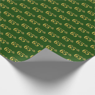 Green, Faux Gold 65th (Sixty-Fifth) Event Wrapping Paper